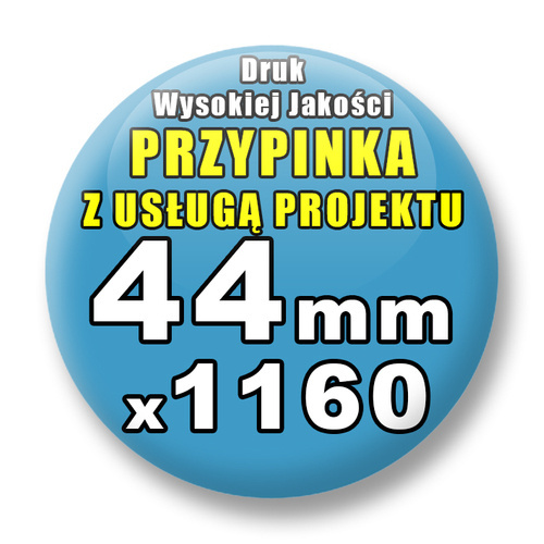 Przypinki 1160 szt. / Buttony Badziki Na Zamówienie / Twój Wzór Logo Foto Projekt / 44 mm.