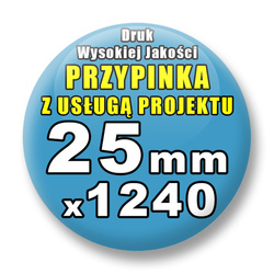 Przypinki 1240 szt. / Buttony Badziki Na Zamówienie / Twój Wzór Logo Foto Projekt / 25 mm.