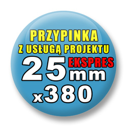 Przypinki 380 szt. Ekspres 24h / Buttony Badziki Reklamowe Na Zamówienie / Twój Wzór Logo Foto Projekt / 25 mm