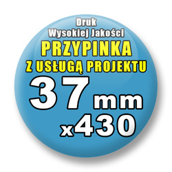 Przypinki 430 szt. / Buttony Badziki Na Zamówienie / Twój Wzór Logo Foto Projekt / 37 mm.