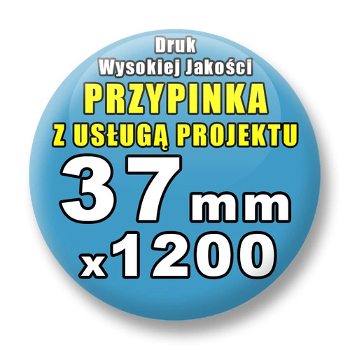 Przypinki 1200 szt. / Buttony Badziki Na Zamówienie / Twój Wzór Logo Foto Projekt / 37 mm.